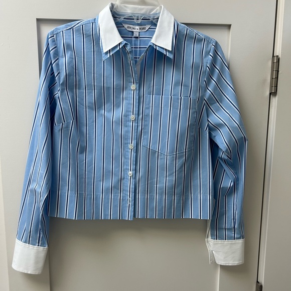 NWT Veronica Beard Maia double collar top - Picture 6 of 10